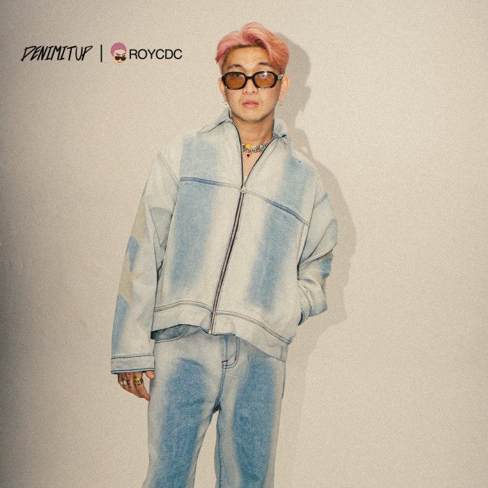 Denimitup zip jacket - Ice white in blues x Roycdc - Jacket