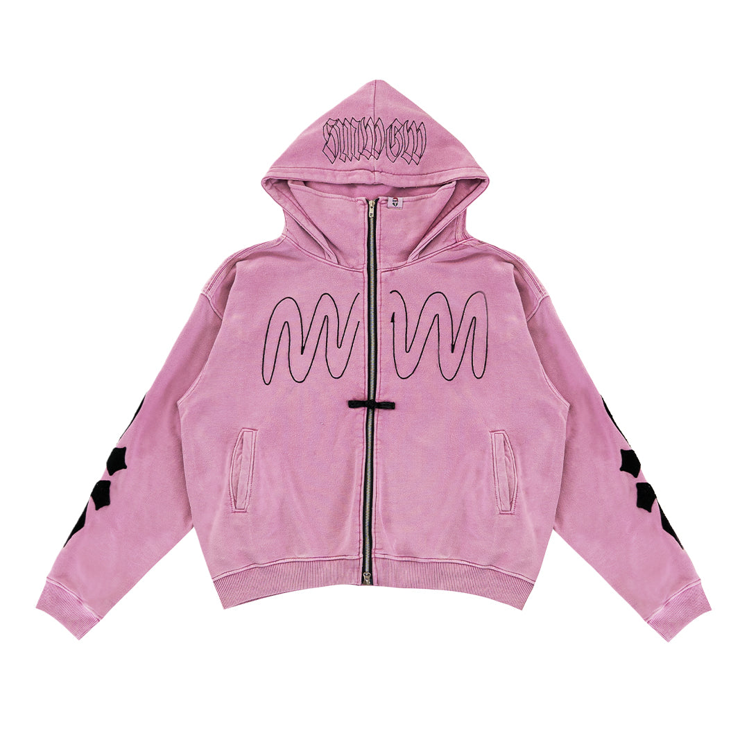 DENIMITUP × SMWGW H BLURRED CHEONGSAM - PINK WASHED - HOODIE