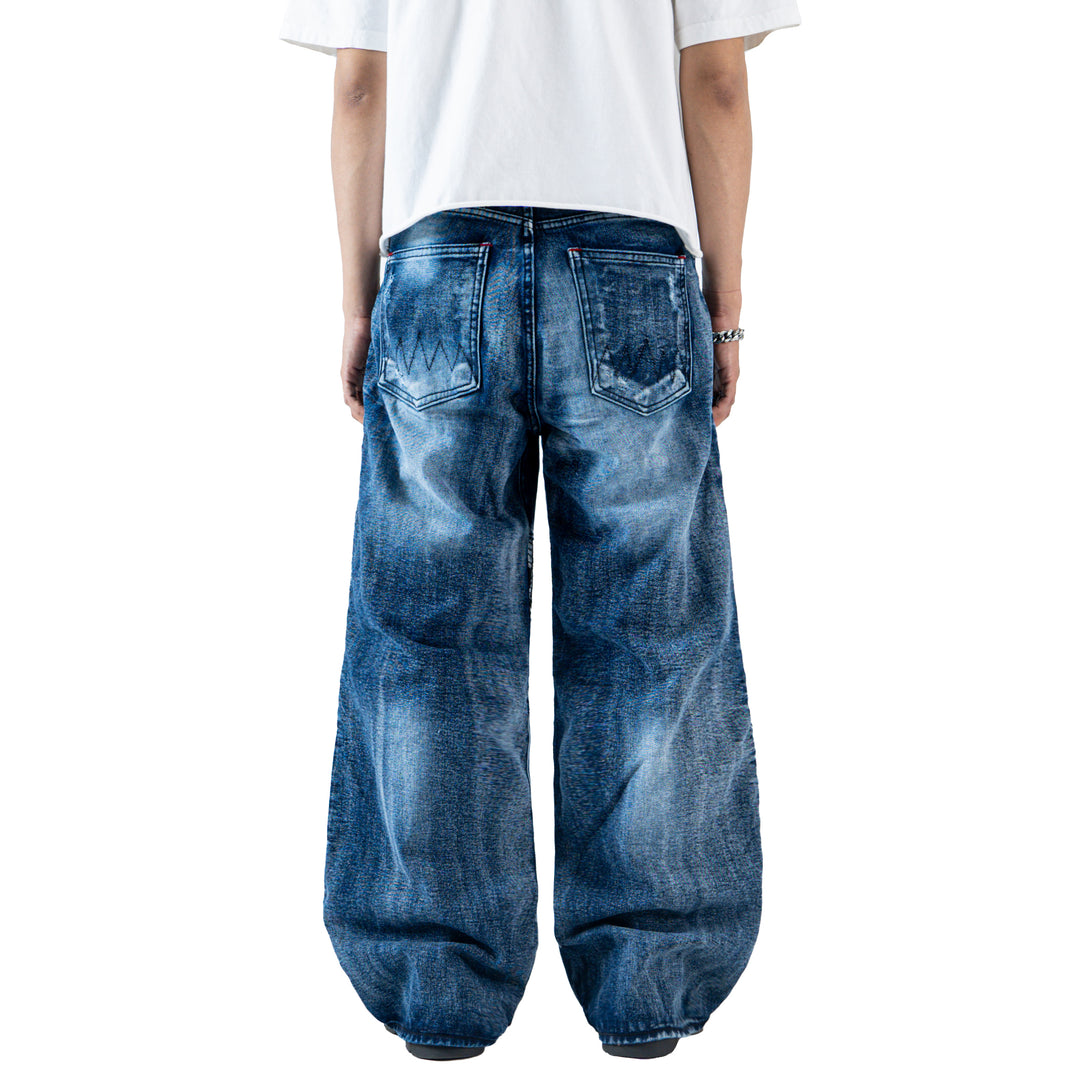 H1 baggy biker batik zip - Oceanic blue - Jeans Pants – DENIMITUP