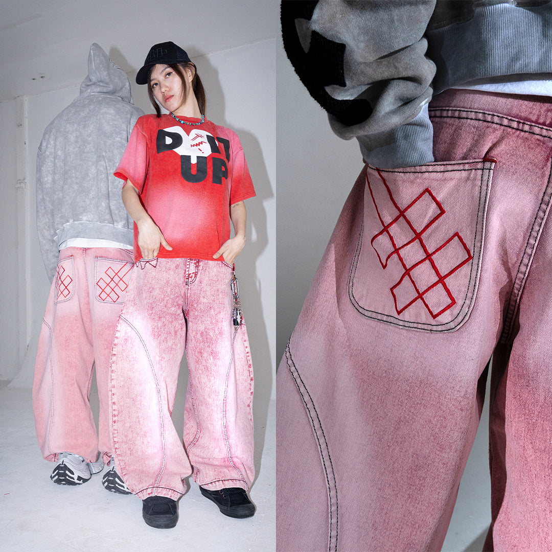 A1 Wide Barrel - Grain Dual Pink - Jeans – DENIMITUP
