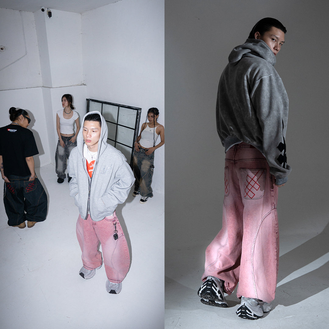 A1 Wide Barrel - Grain Dual Pink - Jeans – DENIMITUP