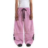 DENIMITUP × SMWGW H BLURRED 2-WAY TRACK PANTS (JORTS) - PINK WASHED