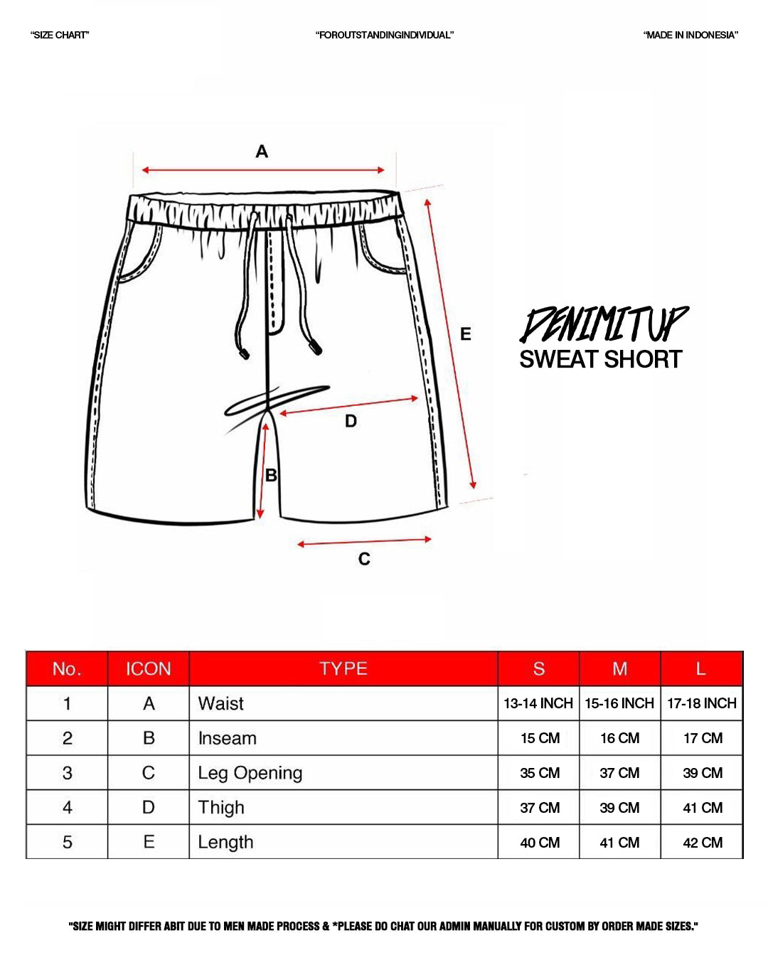 Size guide for DENIMITUP Sweat Short - Snowish Chroma Green - Short Pants