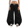 A1 Low Waist Wide Barrel Ladies Jeans - Black Star Splatter