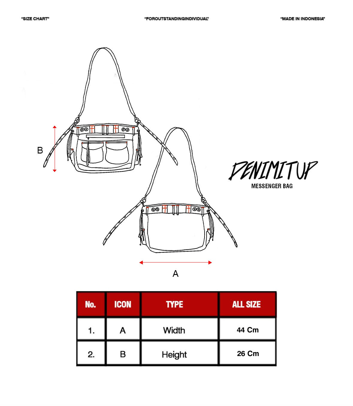 Size guide for The H Messenger Bag - Artsy White - Bag