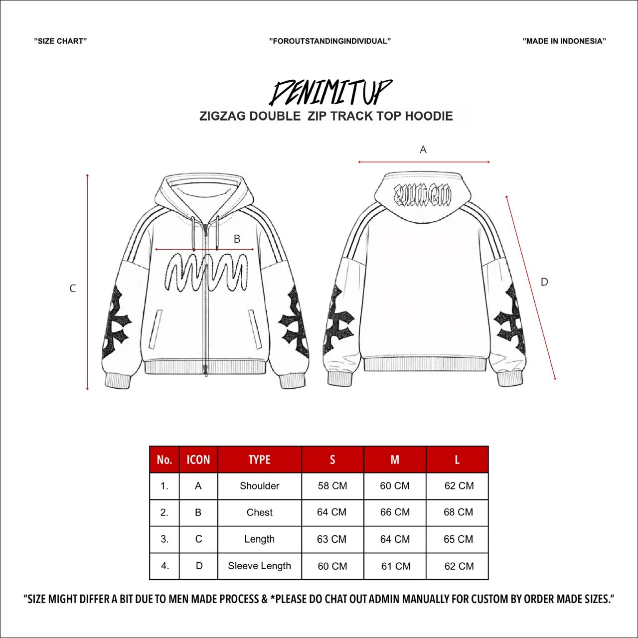 Size guide for DENIMITUP × SMWGW H BLURRED CHEONGSAM - RAW WHITE - HOODIE