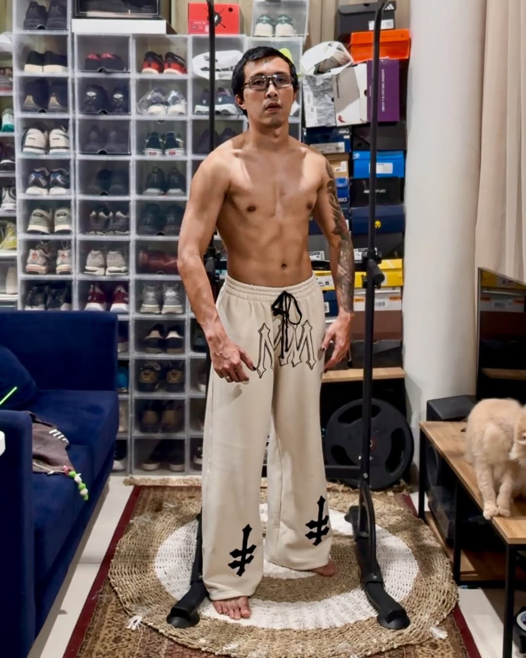 DENIMITUP H zigzag sweat pants - White Bone - Long Pants