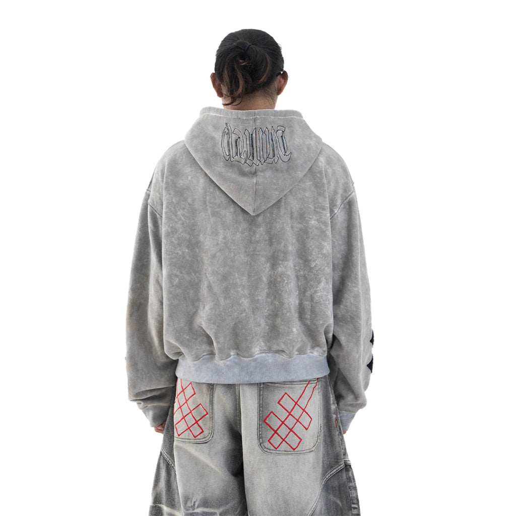 Denimitup H zigzag Double Zip - Artsy Grey - Hoodie – DENIMITUP
