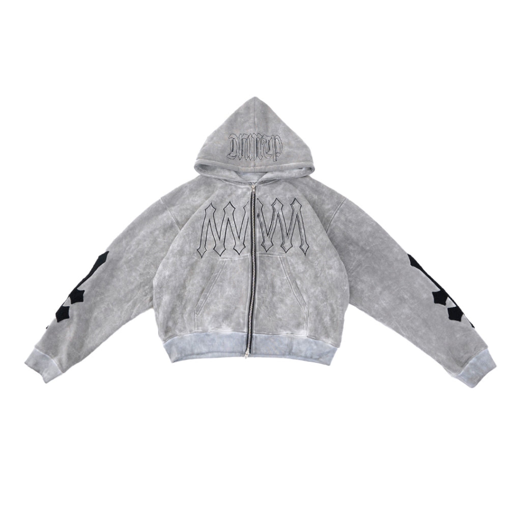 Denimitup H zigzag Double Zip - Artsy Grey - Hoodie – DENIMITUP