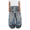 Mega Baggy Fleenim - Cartoon Chain Faded Blue - Long Pants