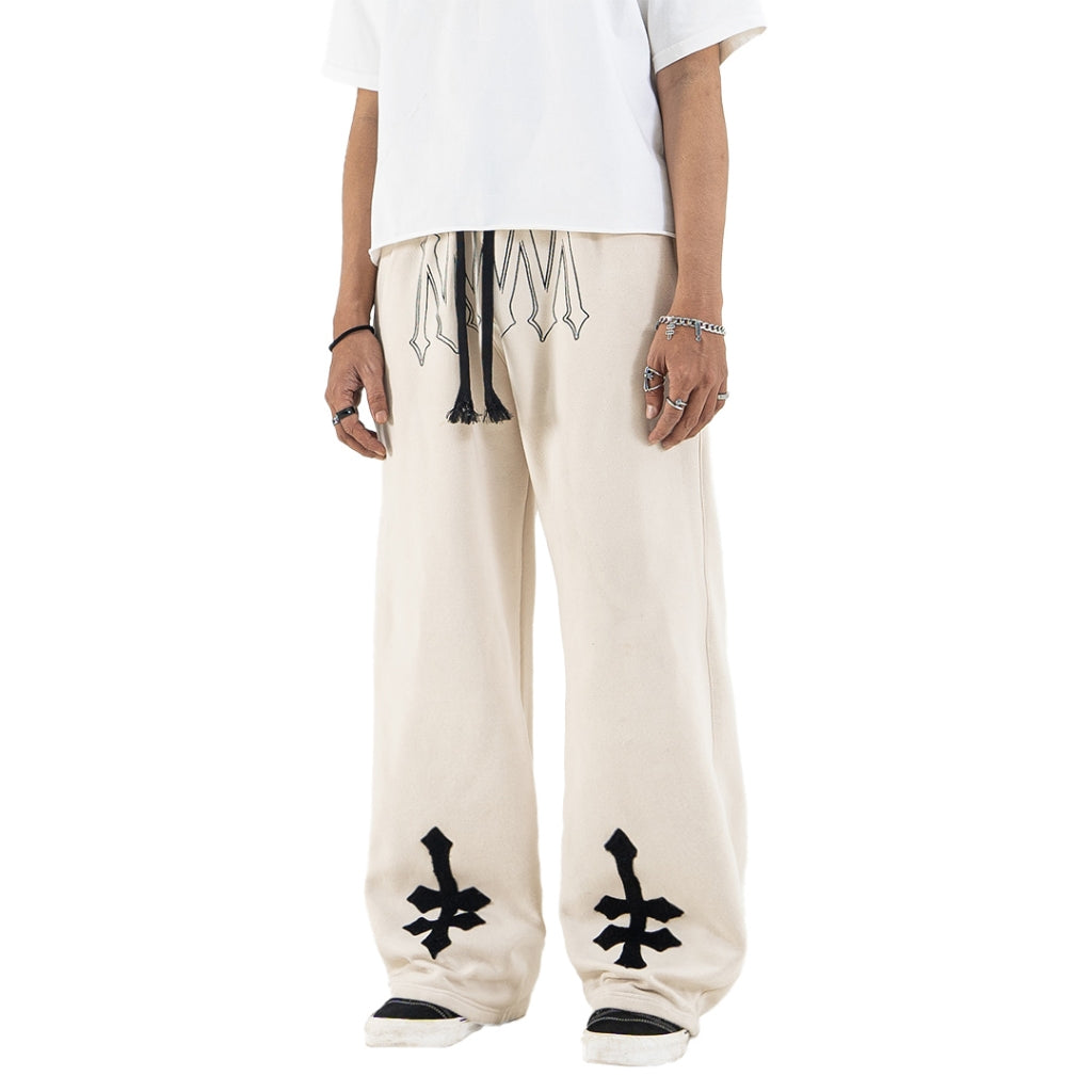 DENIMITUP H zigzag sweat pants - White Bone - Long Pants