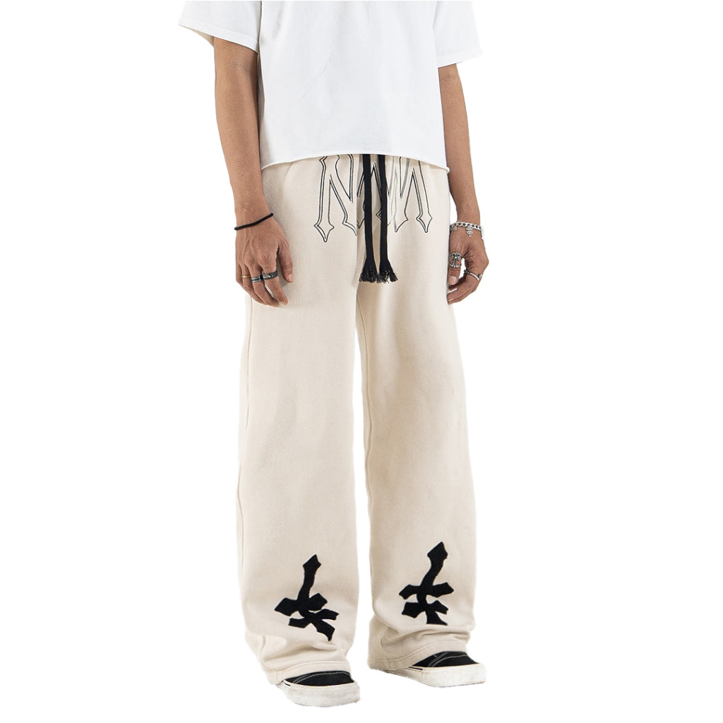 DENIMITUP H zigzag sweat pants - White Bone - Long Pants