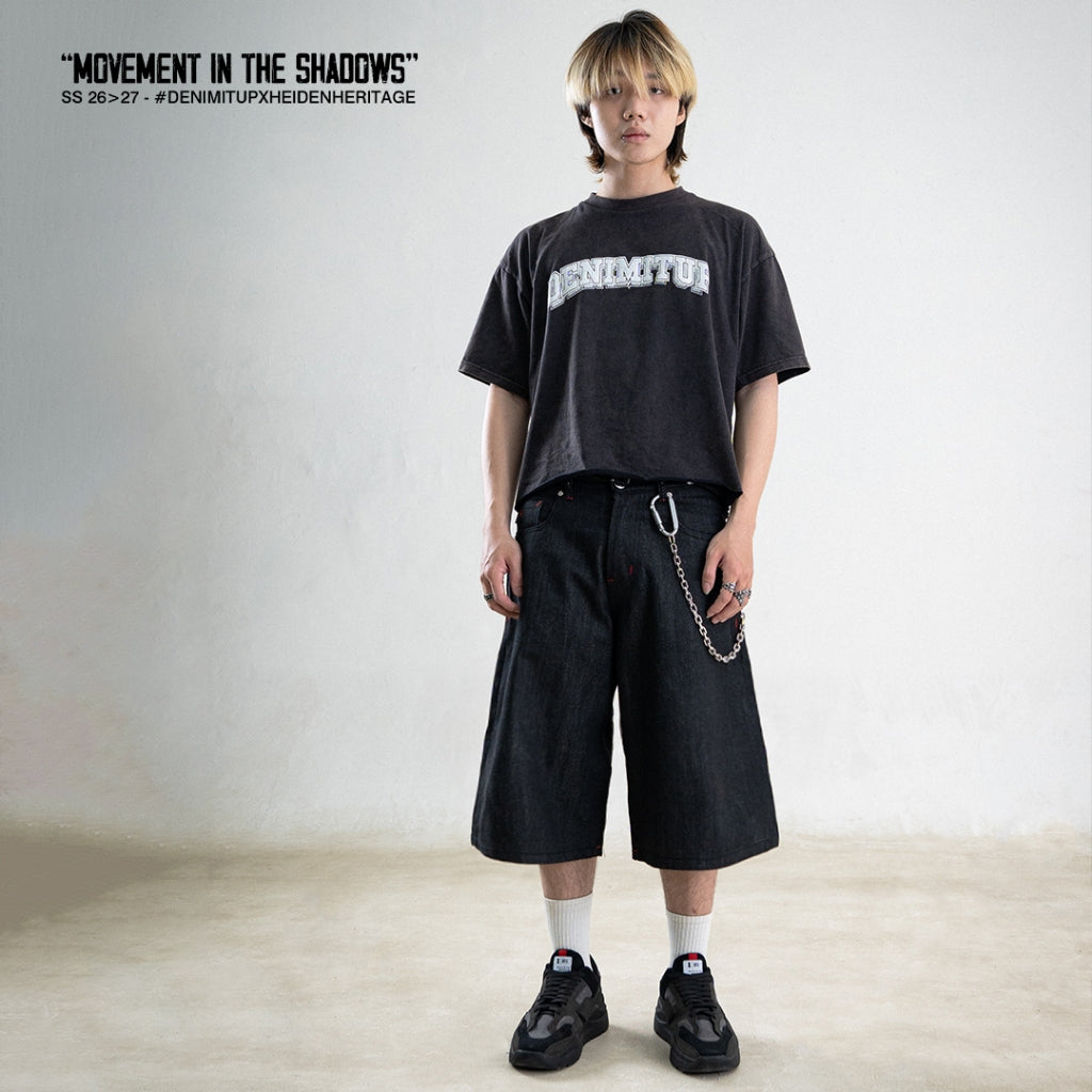 H1 Embroidered Jorts - Black Raw - Jeans – DENIMITUP