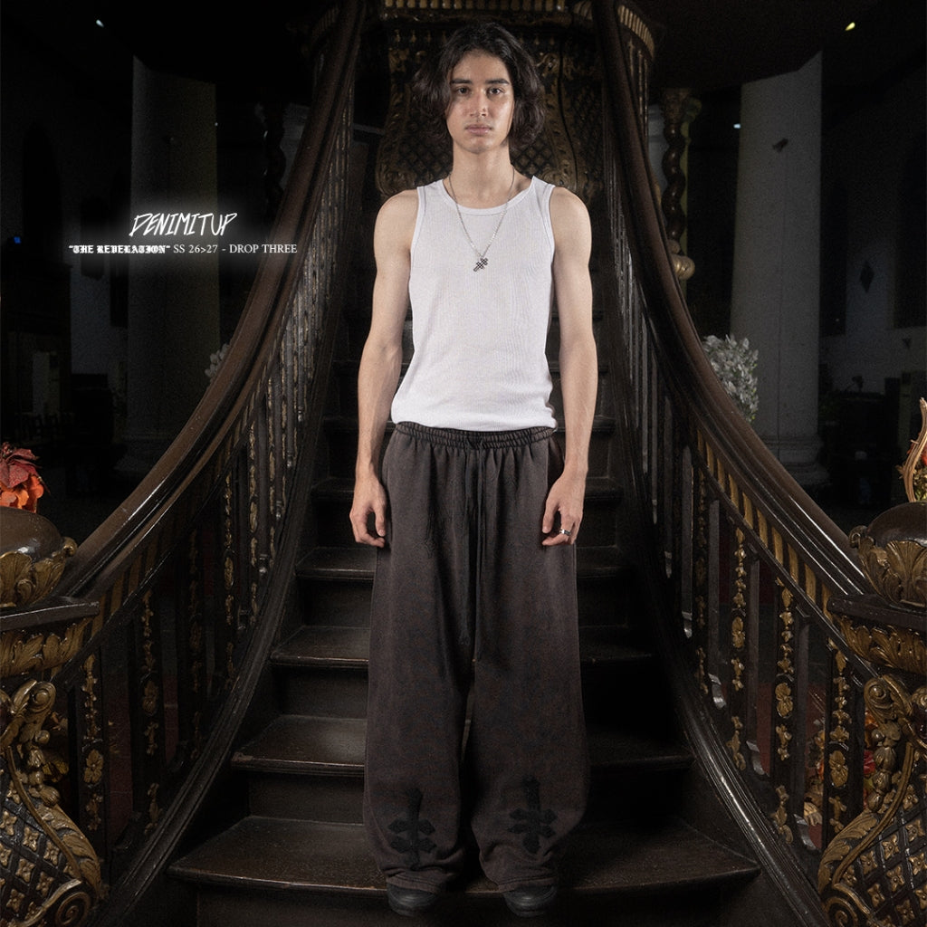 DENIMITUP H Zigzag Sweat Pants - Cosmic black - Long Pants