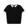 Denimitup Knit Polo - Black and Beige Collar - Knit