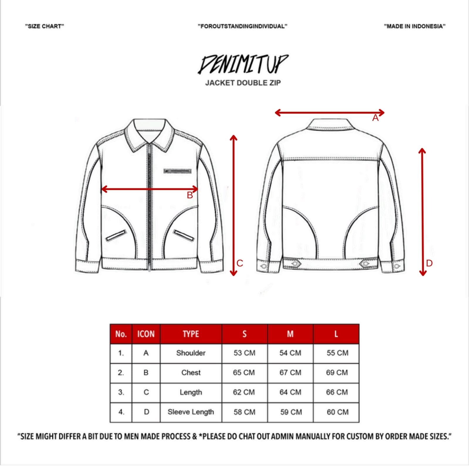 Size guide for A1 Broken Sewn Jacket - Snowish Shadow Grey - Jacket