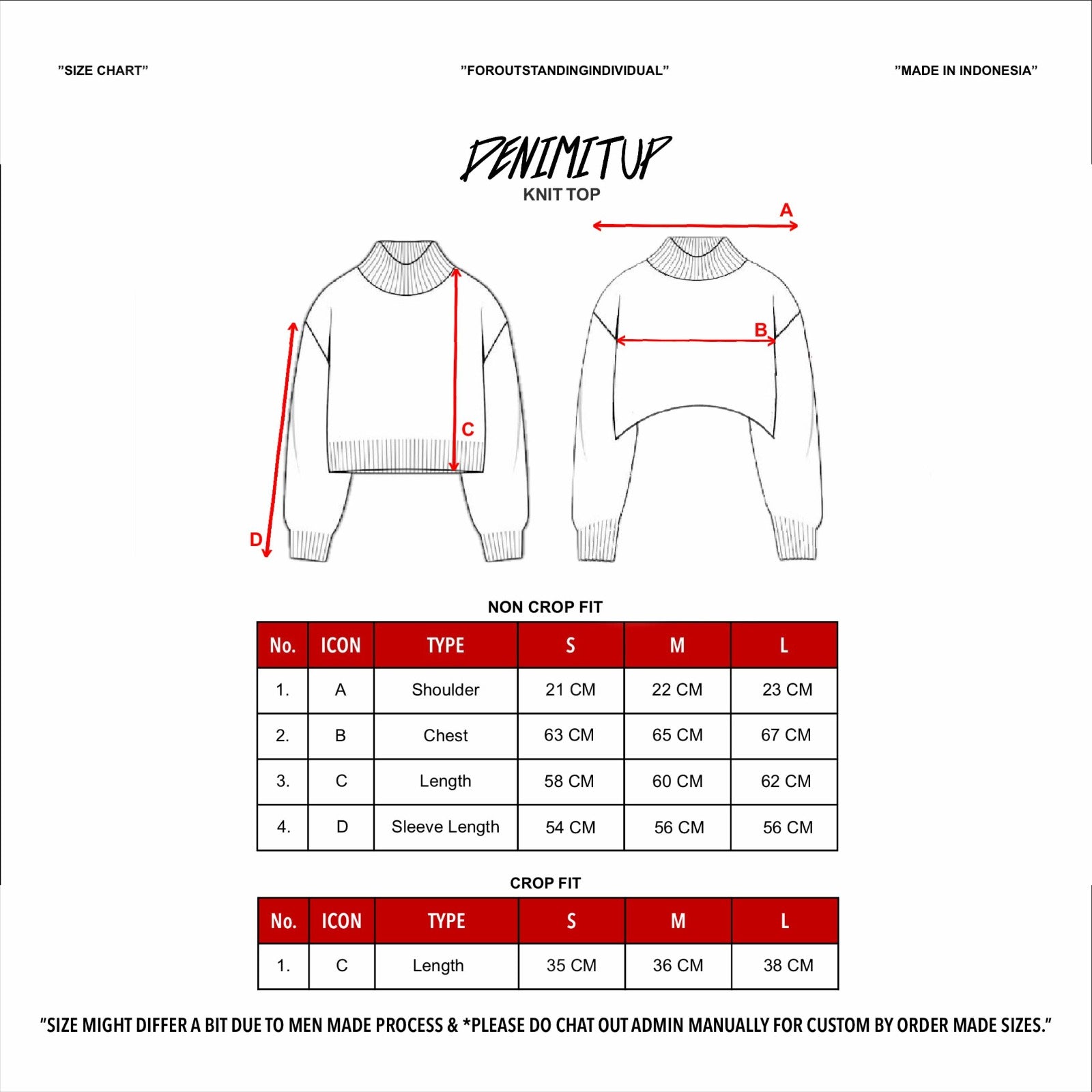 Size guide for H Long Shirt Turtle Neck - Shadow Brown - Knitwear