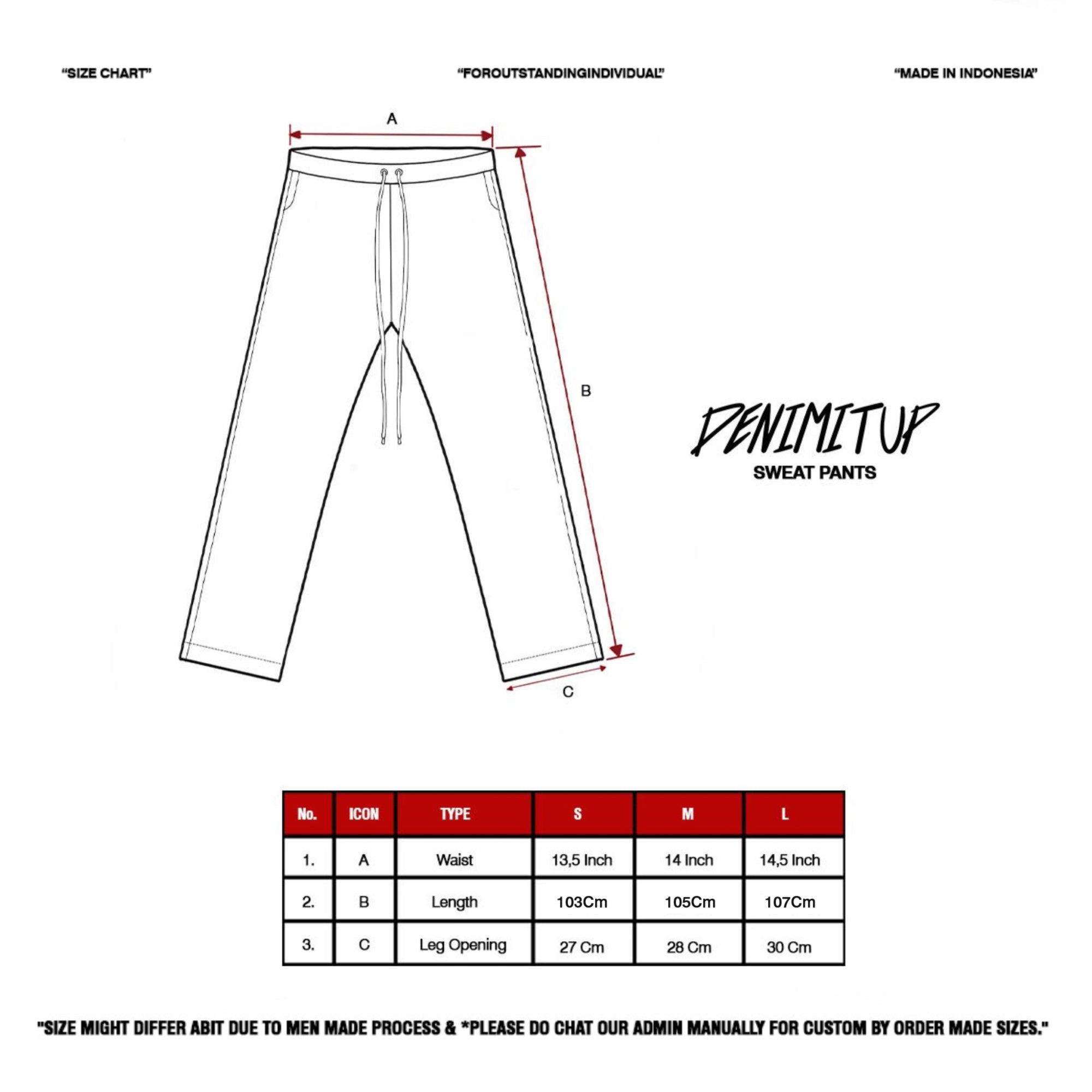 Size guide for Denimitup ladies sweat pants H Zigzag - Sonic Blue - Long Pants
